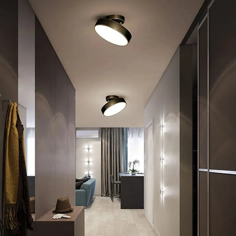 Plafonnier led minimaliste or noir chambre salon - Archi