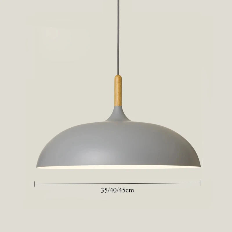 Suspension en aluminium de couleur et tige en bois - Photon