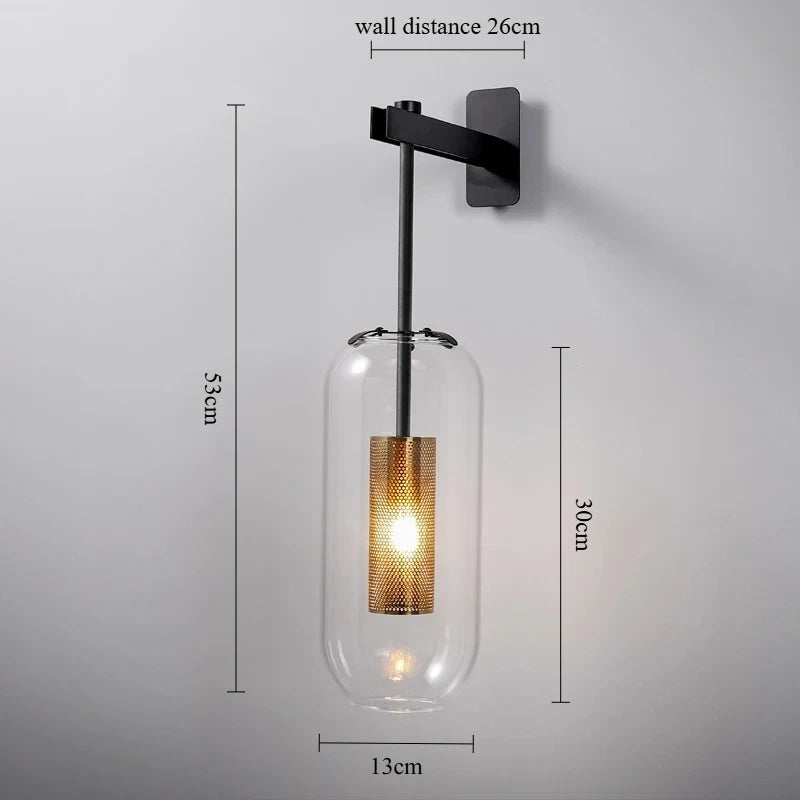 Applique industrielle en métal et verre vintage - Reflect