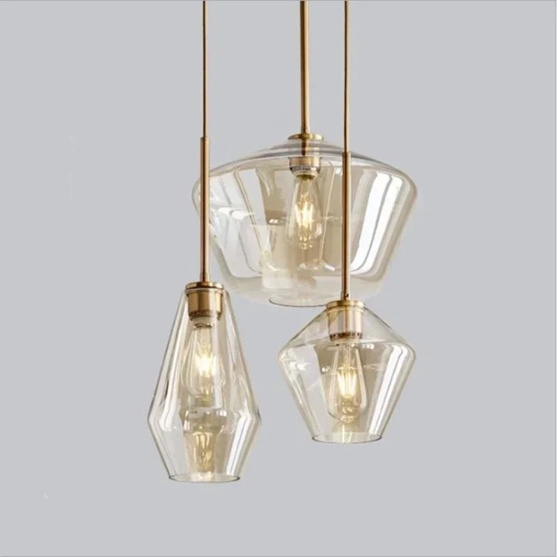 Suspension design à led en métal et verre - Plano