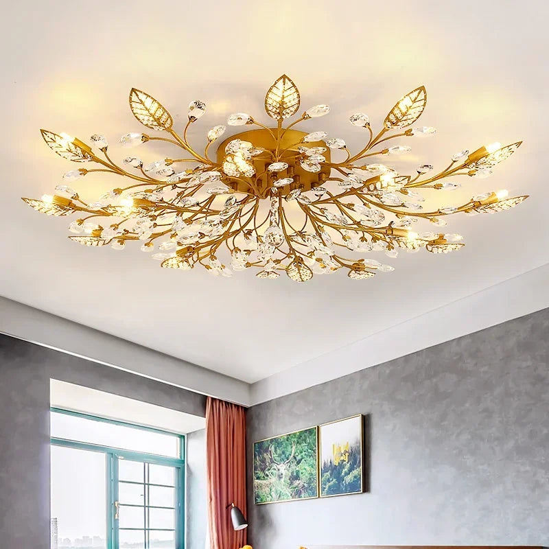 Plafonnier led en cristal en forme de fleurs et feuilles - Taro