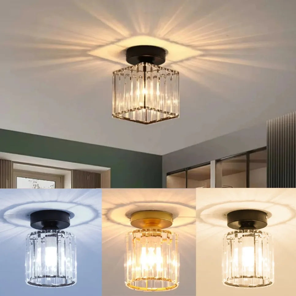 Plafonnier rond ou carré en cristal de verre - Ceilux