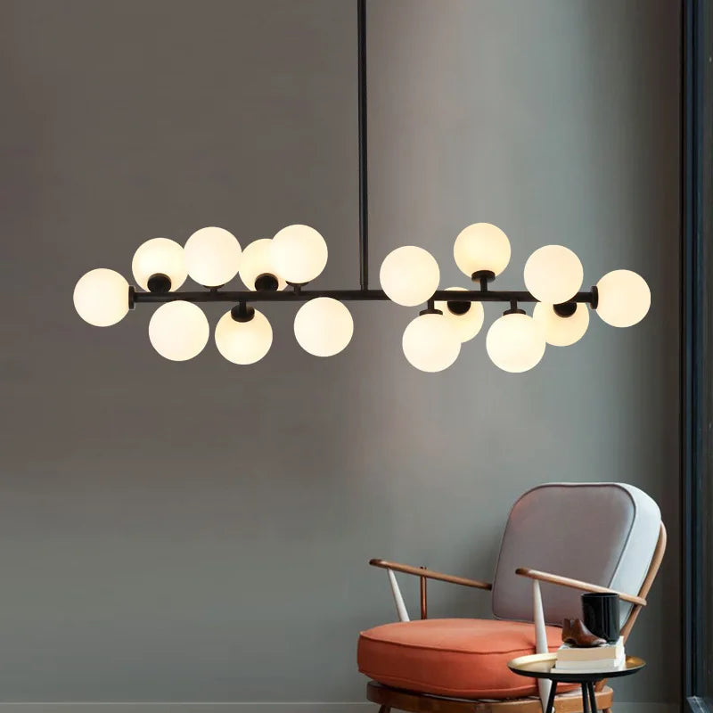 Lustre design à led en métal avec plusieurs boules en verre - Illuxa