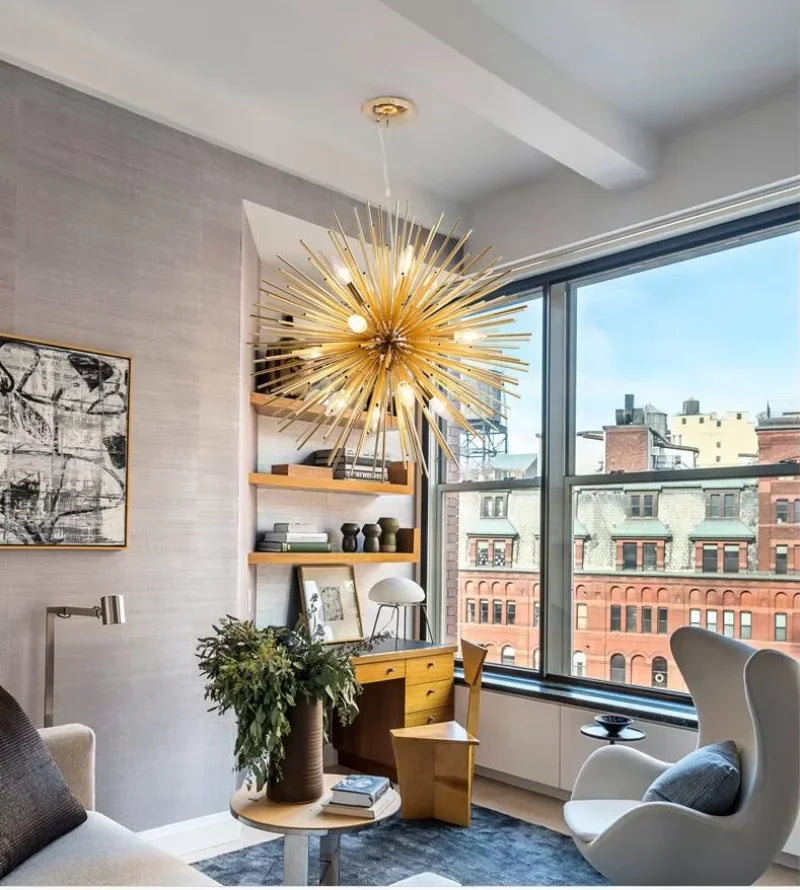 Lustre design moderne en aluminium doré - Fixo