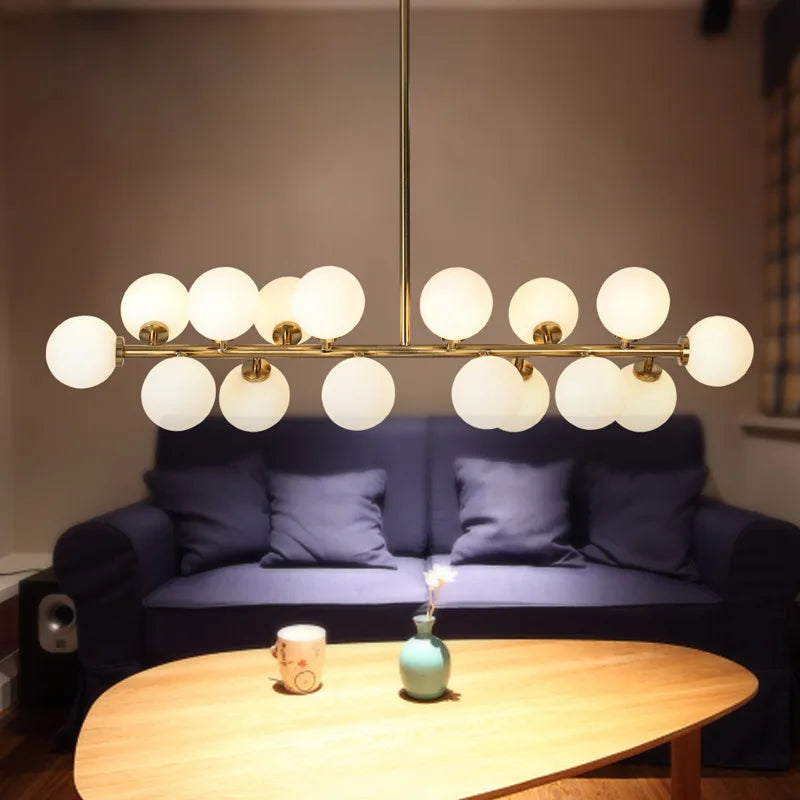Lustre design à led en métal avec plusieurs boules en verre - Illuxa