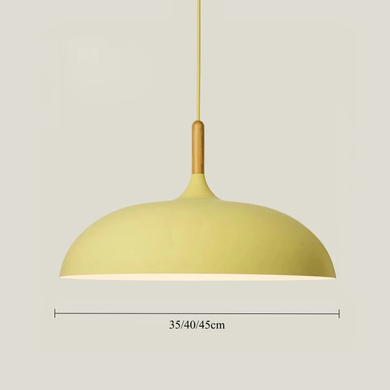 Suspension en aluminium de couleur et tige en bois - Photon