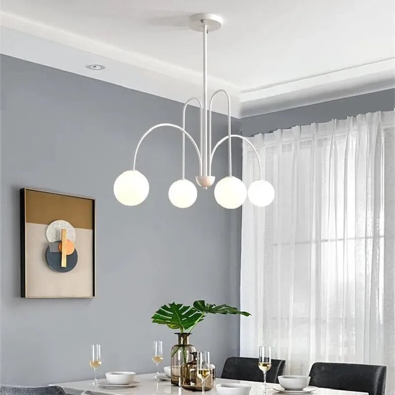 Lustre design led à branches dorées avec boules en verre - Quo