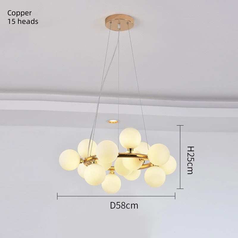 Lustre design à led en métal avec plusieurs boules en verre - Illuxa