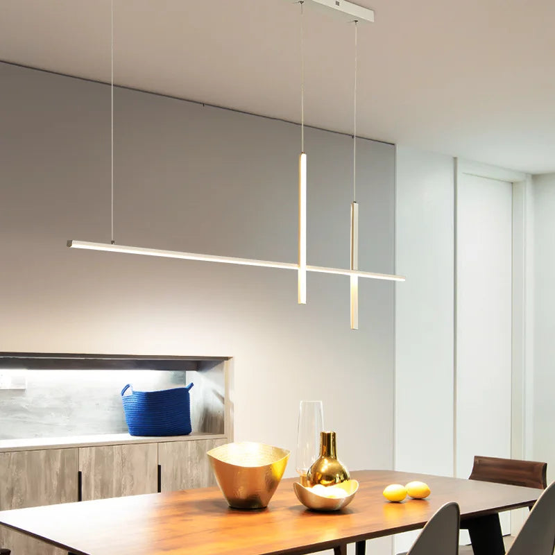 Lustre led minimaliste moderne noir pour table salle à manger - Lighta