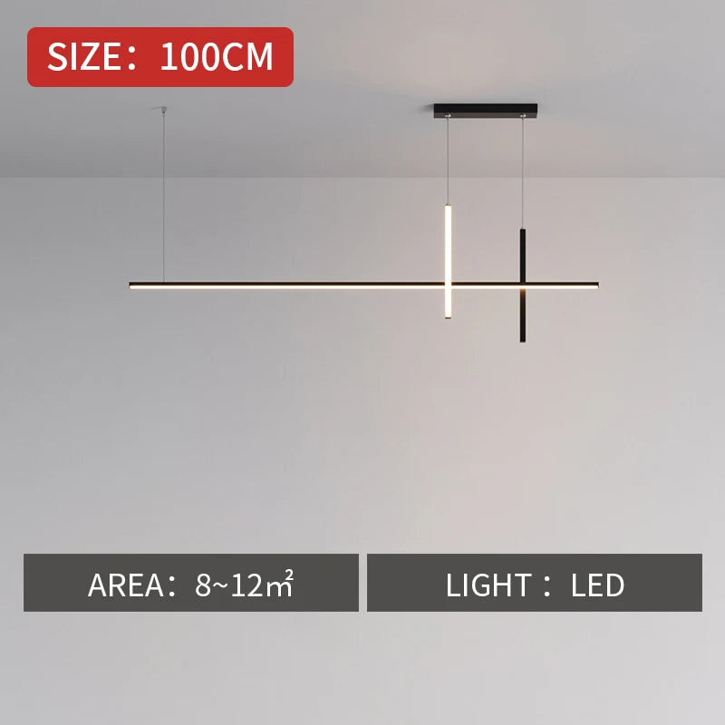 Lustre led minimaliste moderne noir pour table salle à manger - Lighta