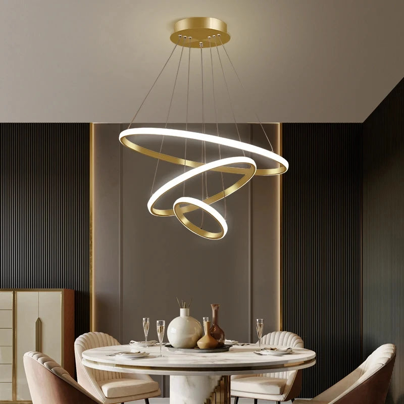 Lustre design anneaux suspendus à led deco - Optix