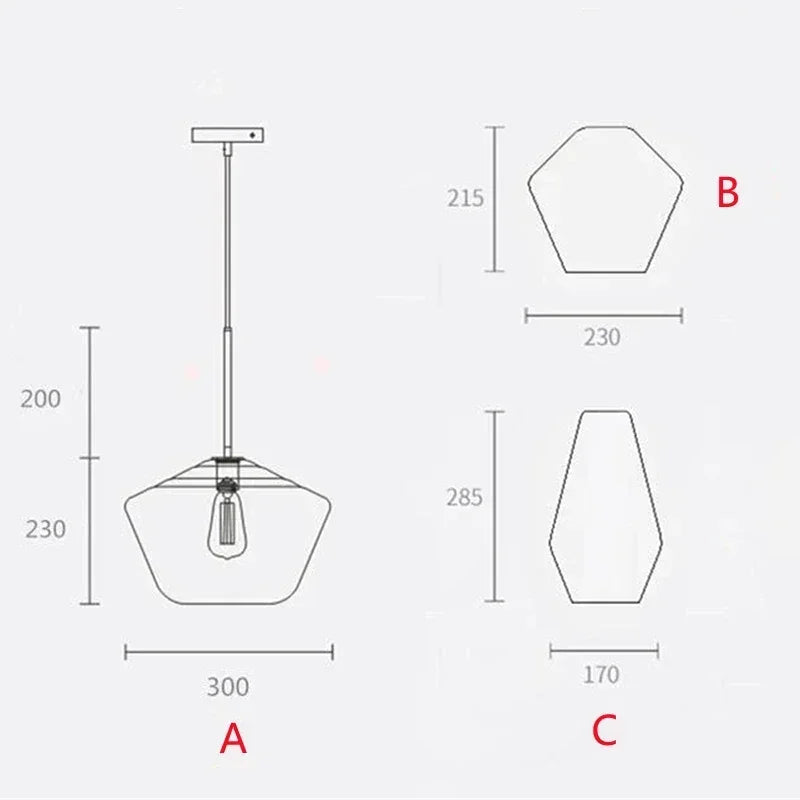 Suspension design à led en métal et verre - Plano