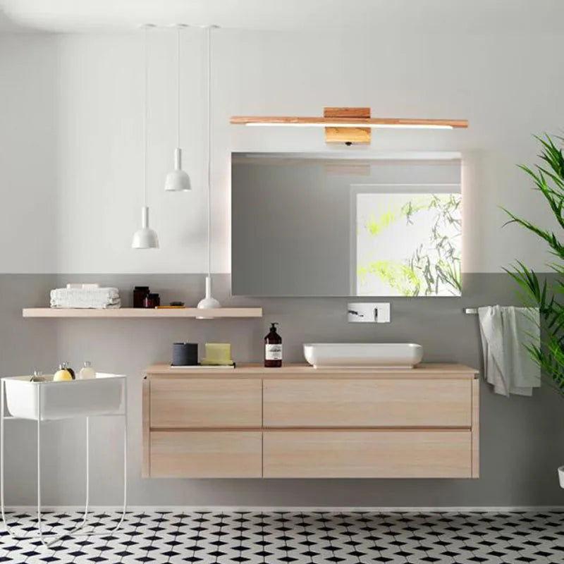 Applique murale nordique en bois massif pour miroir de salle de bains - Aqua