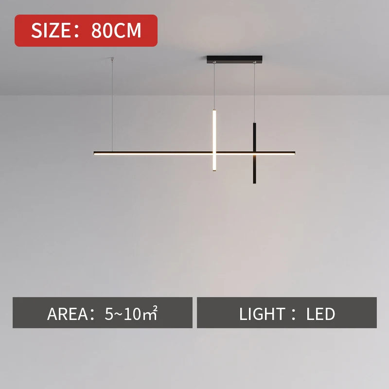 Lustre led minimaliste moderne noir pour table salle à manger - Lighta
