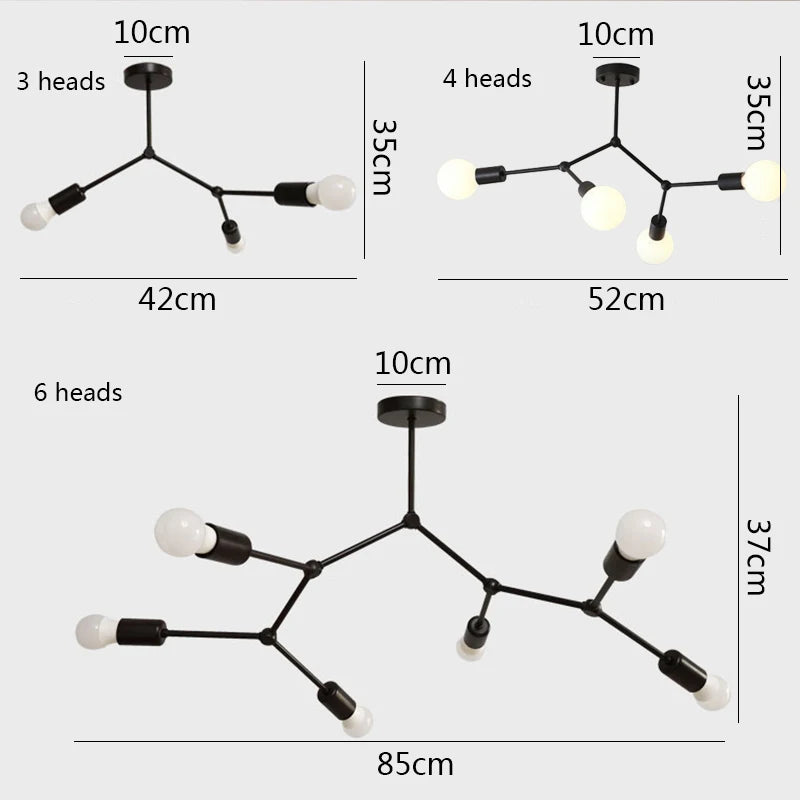 Plafonnier branche de spots style retro - Yard