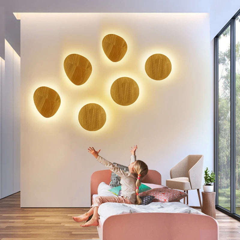 Applique murale scandinave led de forme ovale en bois - Layer