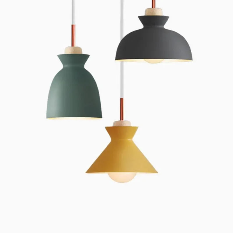 Lustre créatif en bois et fer forgé à une tête - Neutr