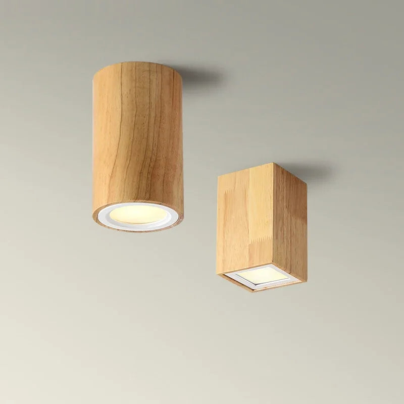 Plafonnier spot à led cube en bois - Orient