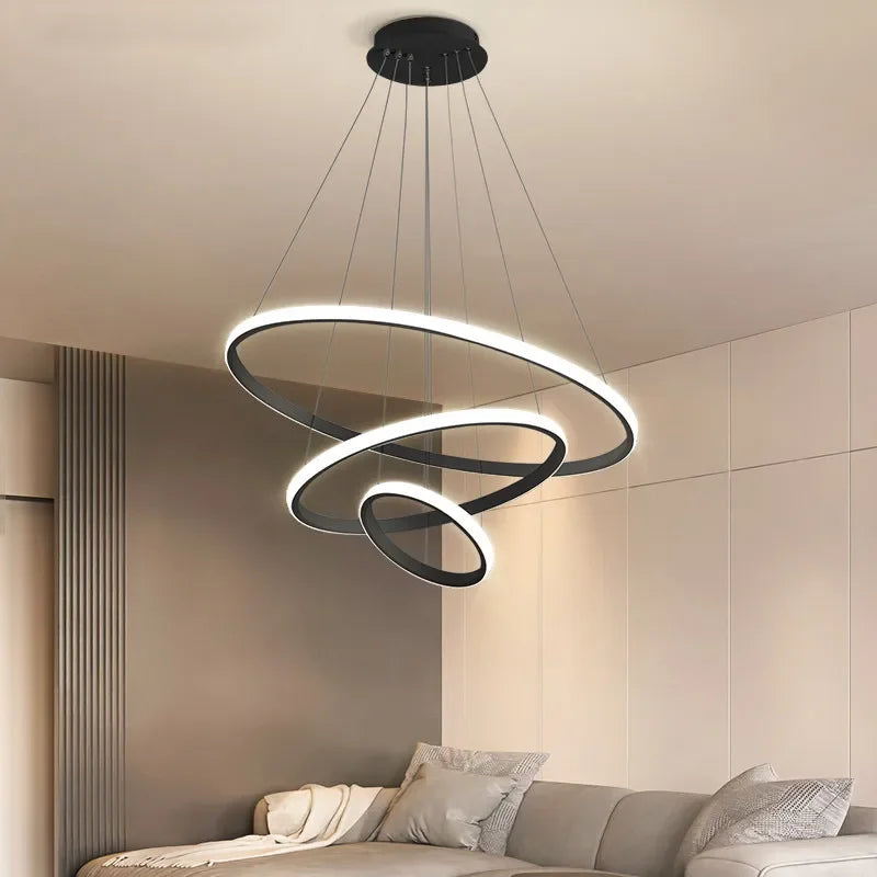 Lustre design anneaux suspendus à led deco - Optix