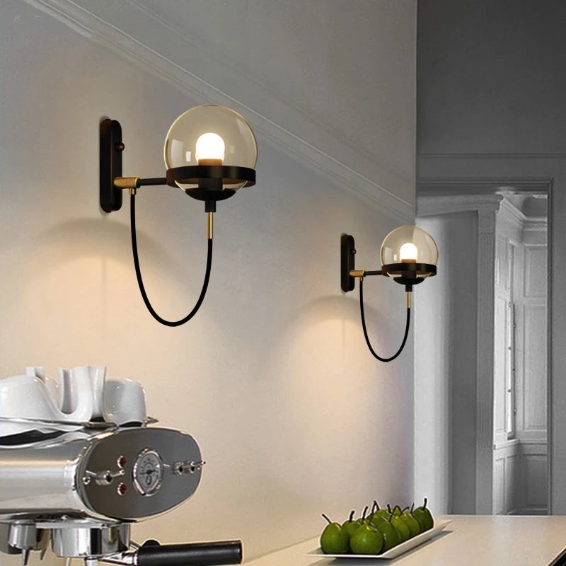 Applique murale led métal et boule en verre - Plano