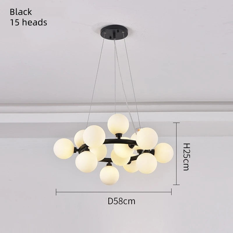 Lustre design à led en métal avec plusieurs boules en verre - Illuxa