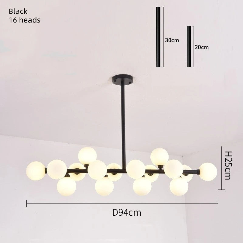 Lustre design à led en métal avec plusieurs boules en verre - Illuxa