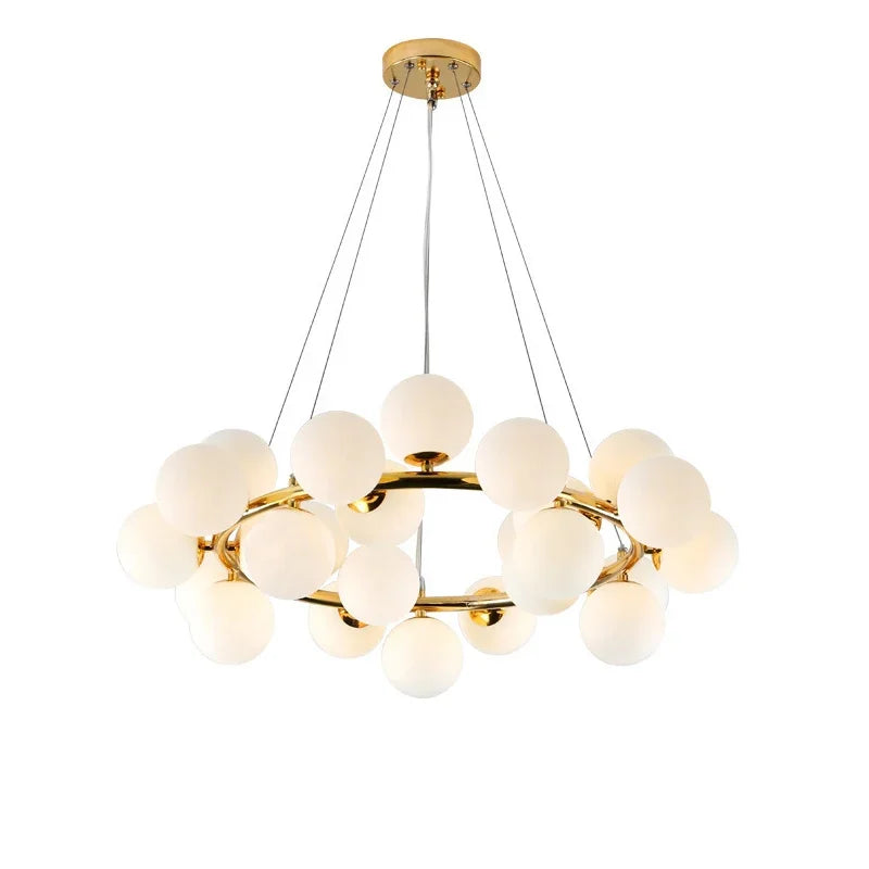 Lustre design à led en métal avec plusieurs boules en verre - Illuxa