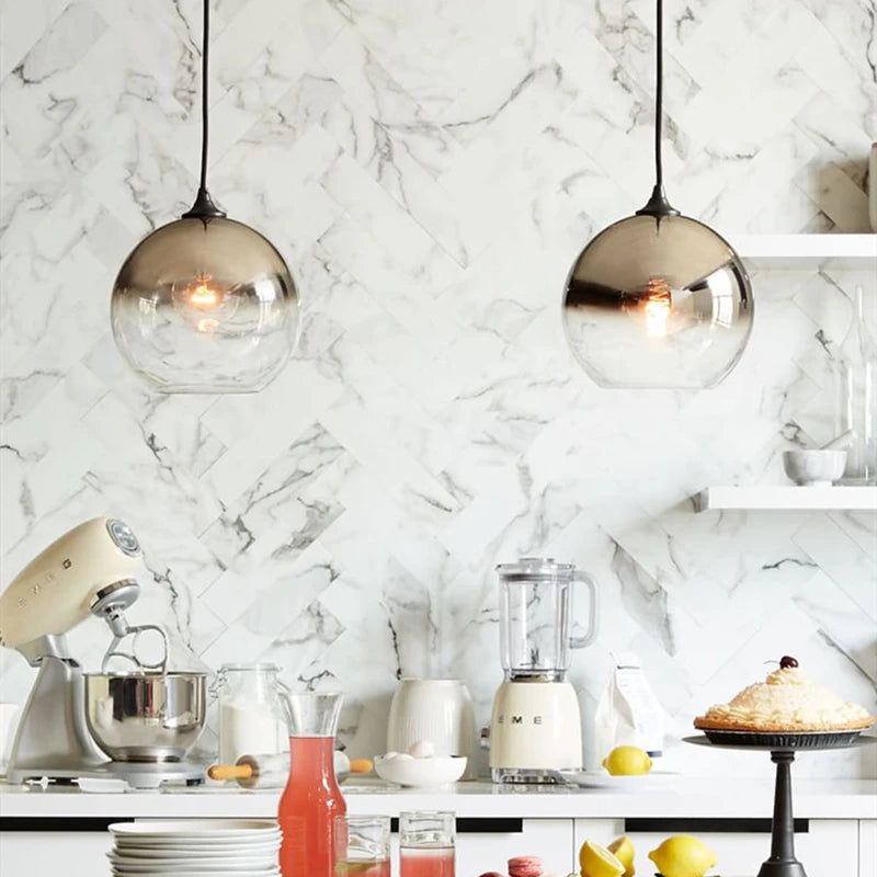 Suspension design led en boule de verre loft - Protect