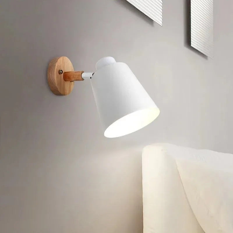 Applique murale led abat-jour orientable en métal et en bois - Opta