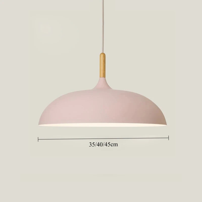 Suspension en aluminium de couleur et tige en bois - Photon