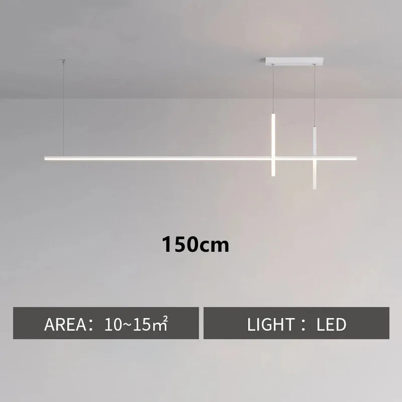 Lustre led minimaliste moderne noir pour table salle à manger - Lighta