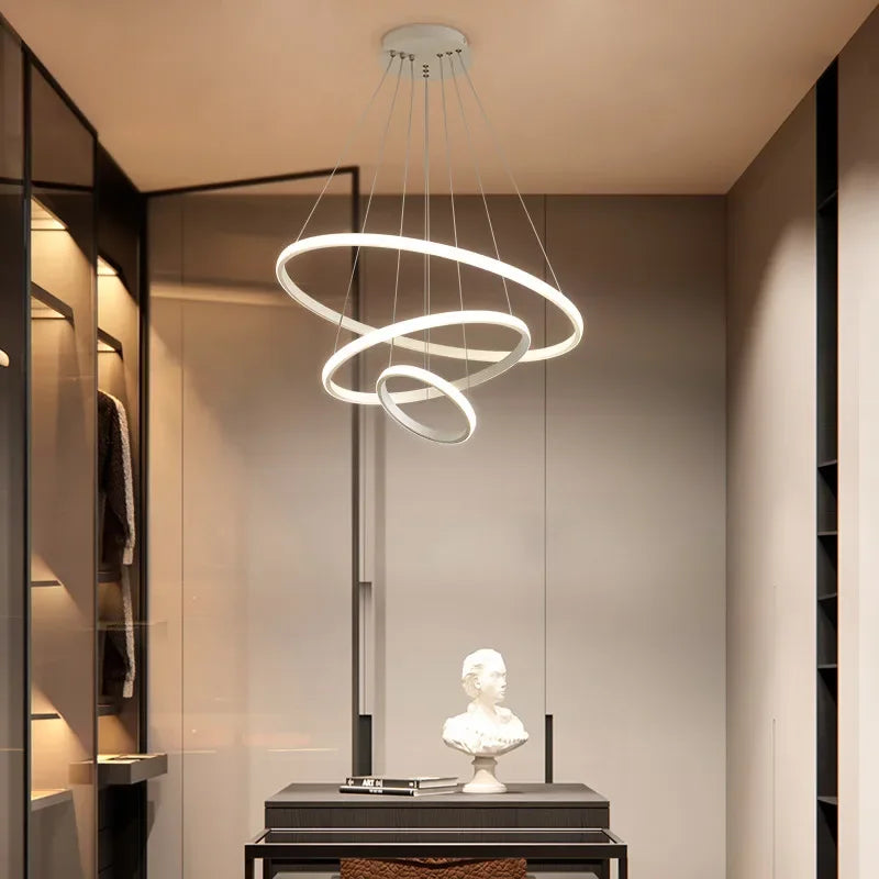 Lustre design anneaux suspendus à led deco - Optix