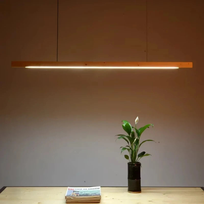 Suspension design moderne led en bois allongé - Vector