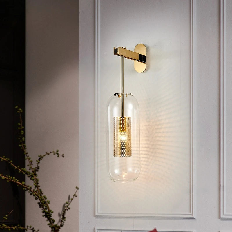 Applique industrielle en métal et verre vintage - Reflect