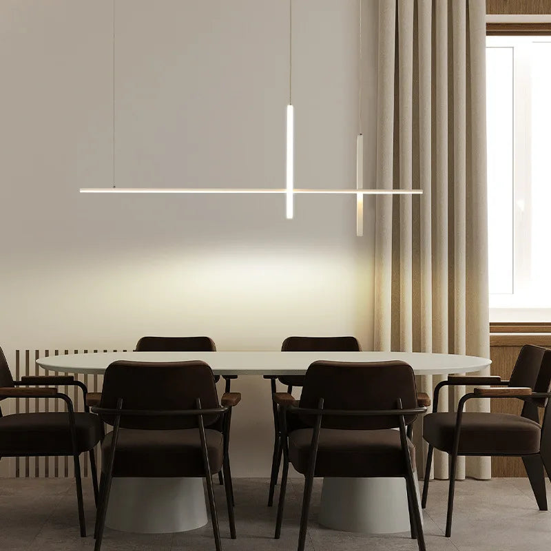 Lustre led minimaliste moderne noir pour table salle à manger - Lighta