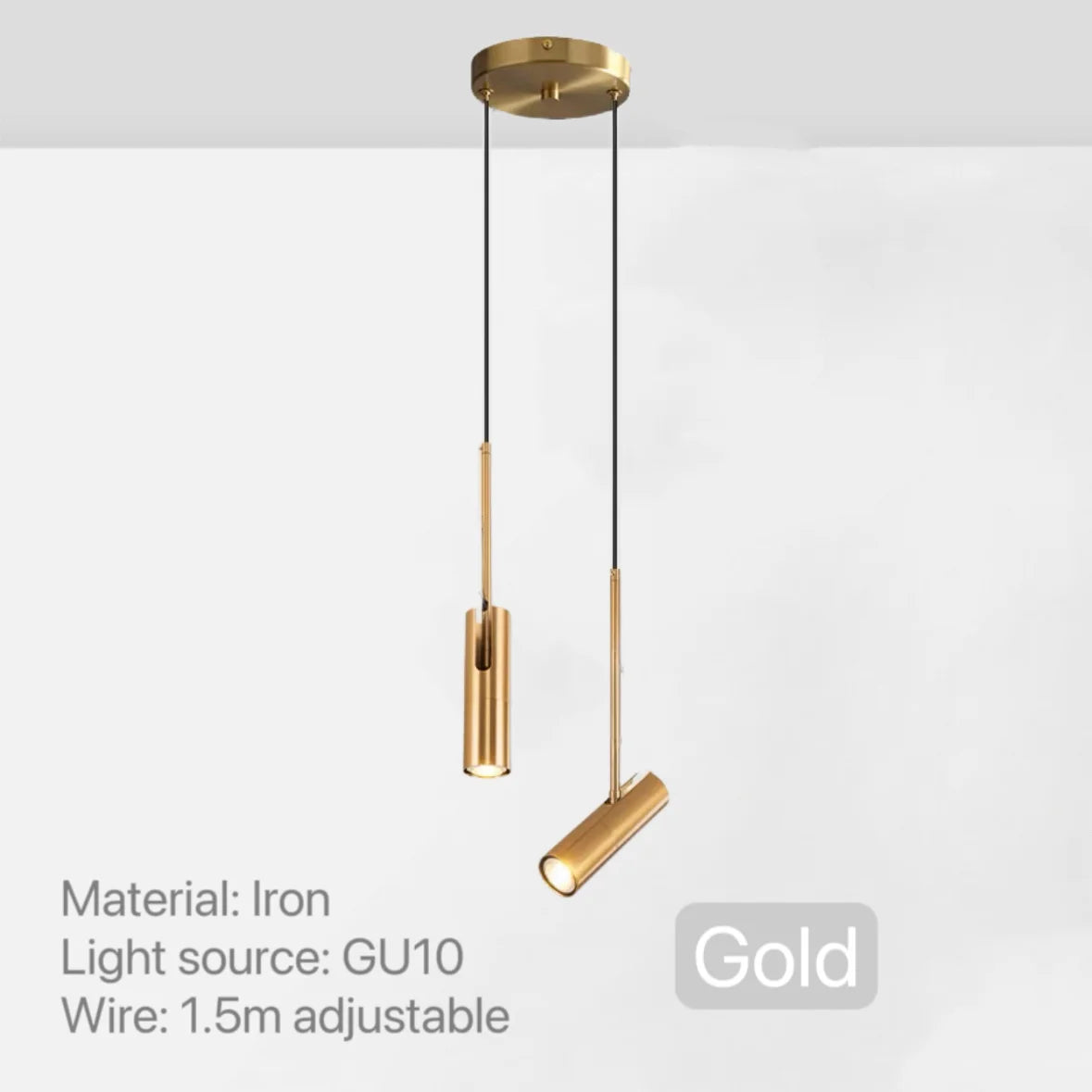 Suspension design spot orientable et tige dorée - Nova