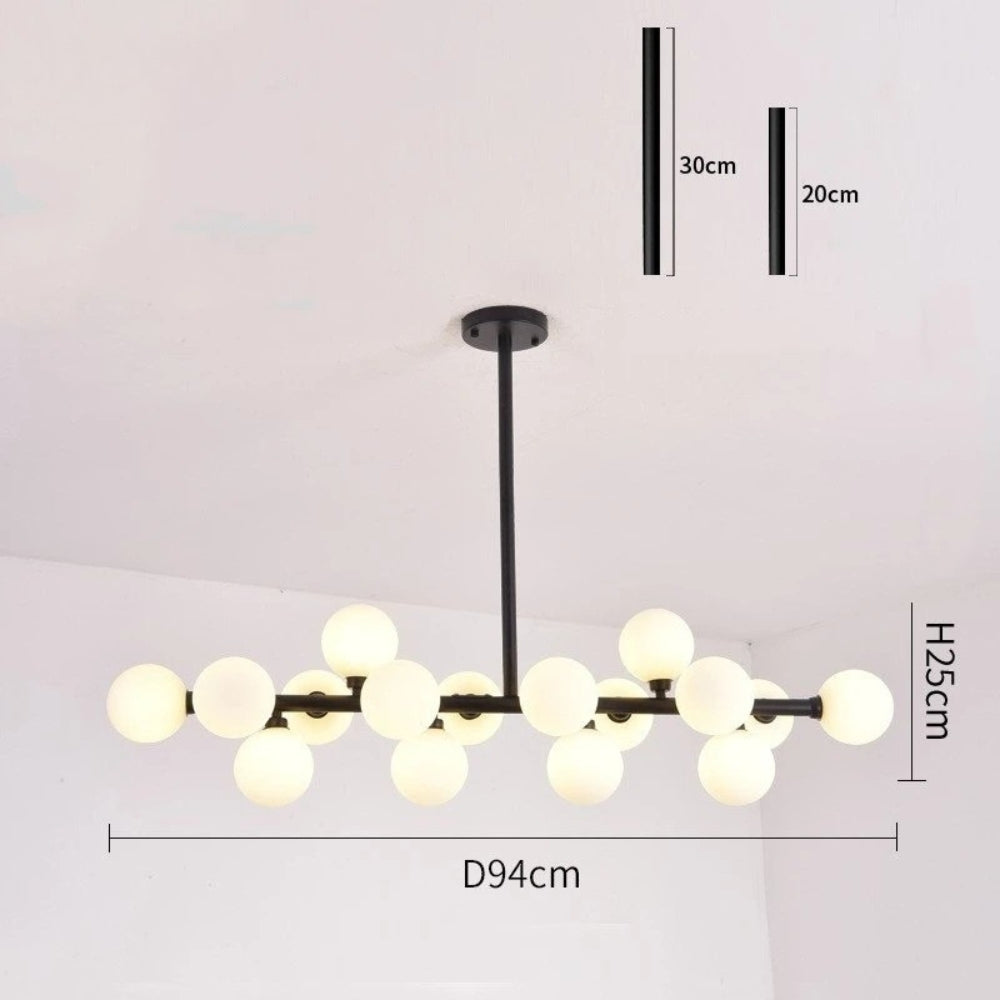 Lustre design à led en métal avec boules en verre - Illuxa