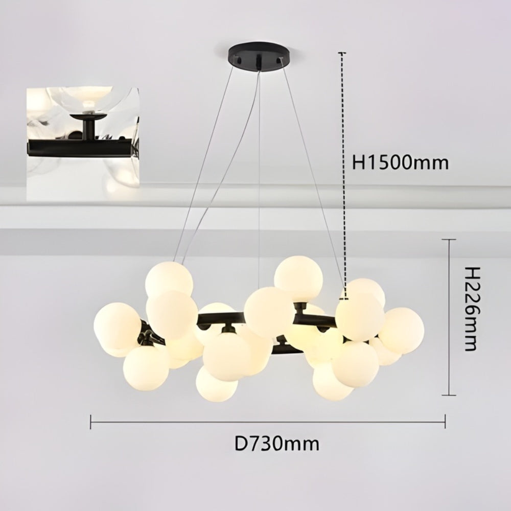 Lustre design à led en métal avec boules en verre - Illuxa