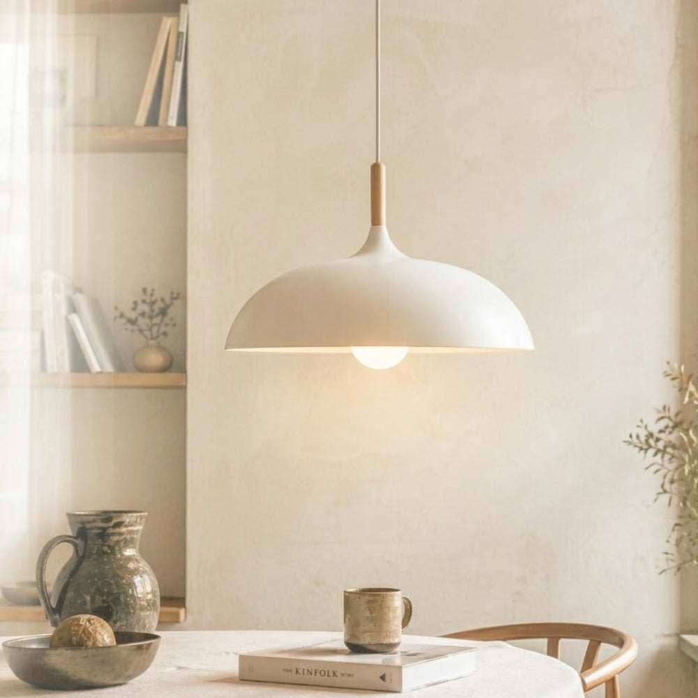 Suspension en aluminium avec tige en bois - Photon