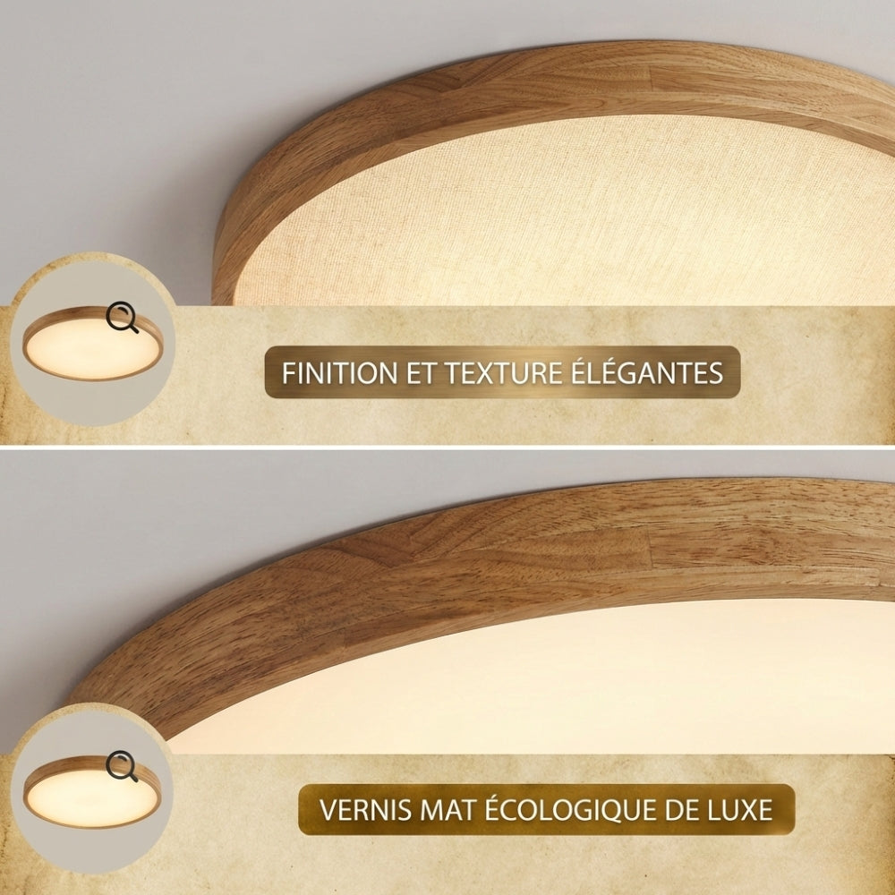Plafonnier LED en bois plat - Lumen