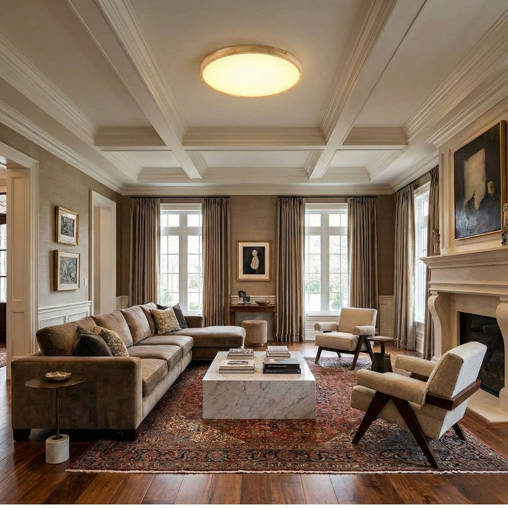 Plafonnier LED en bois plat - Lumen