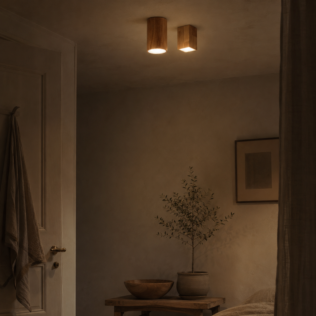 Plafonnier spot à led cube en bois - Orient