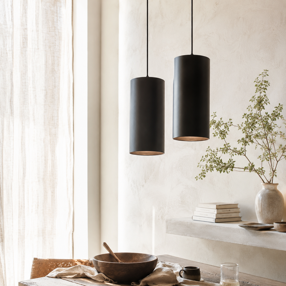 Suspension led en forme de cylindre noir vintage - Terrax