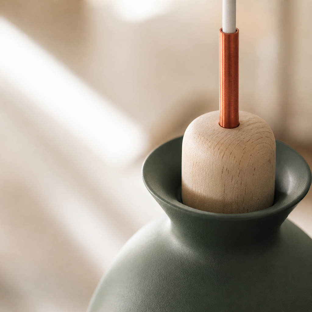 Lustre créatif en bois et fer forgé à une tête - Neutr