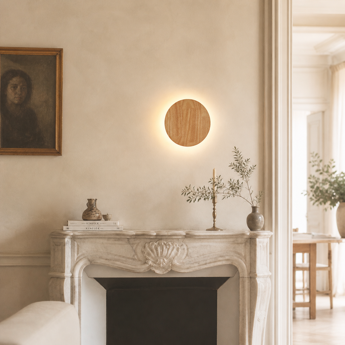 Applique murale scandinave led de forme ovale en bois - Layer