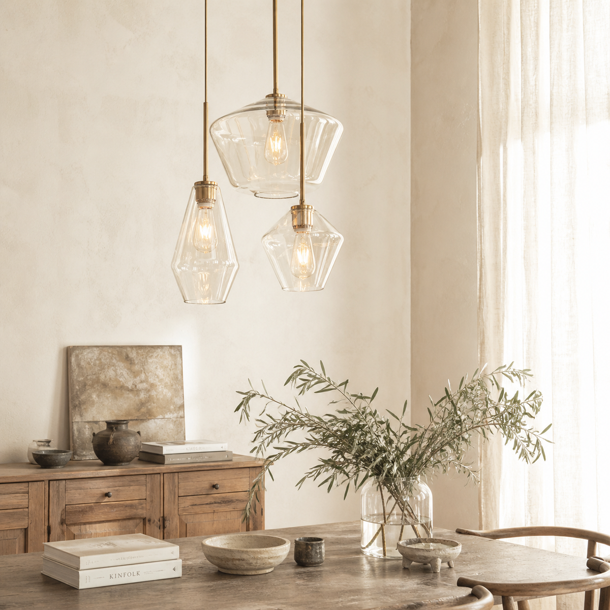 Suspension design à led en métal et verre - Plano