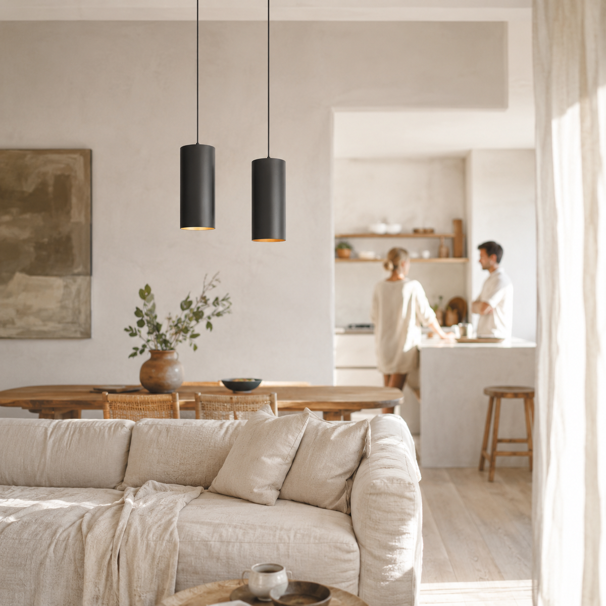 Suspension led en forme de cylindre noir vintage - Terrax
