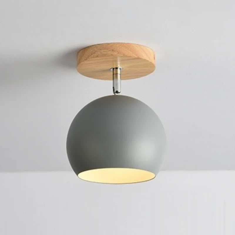 Plafonnier led en bois et boule en métal de couleur ajustable - Shield