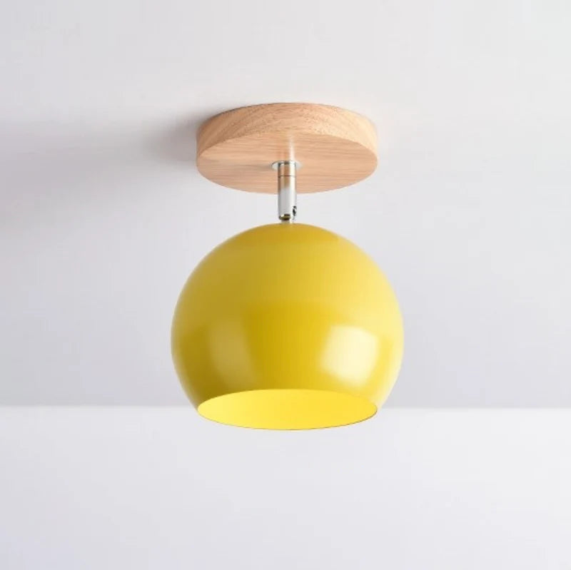 Plafonnier led en bois et boule en métal de couleur ajustable - Shield