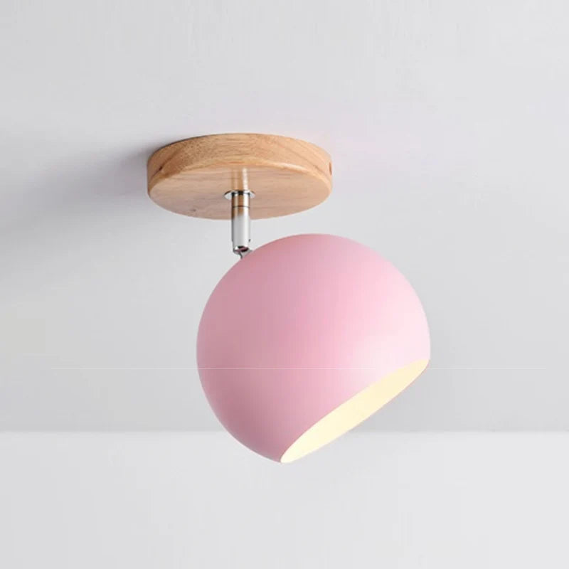 Plafonnier led en bois et boule en métal de couleur ajustable - Shield